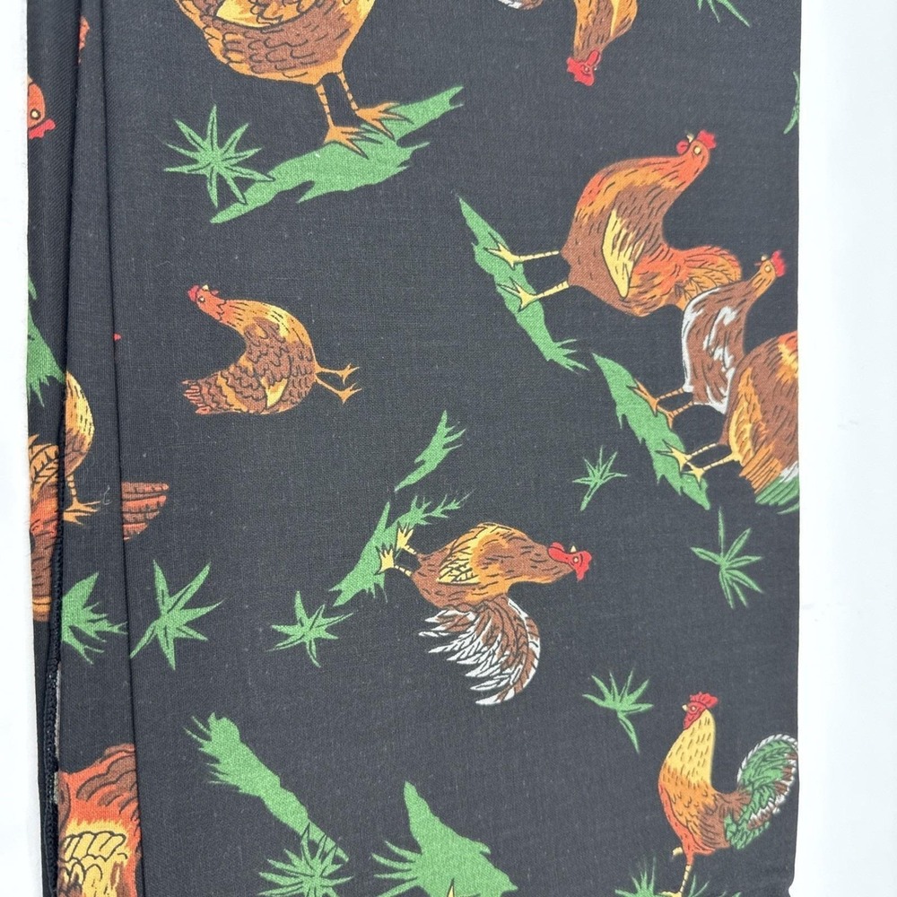 Vtg Tablecloth Farmhouse Rooster Chicken Cotton Polyester  52" X 70" Oblong USA - Picture 5 of 5